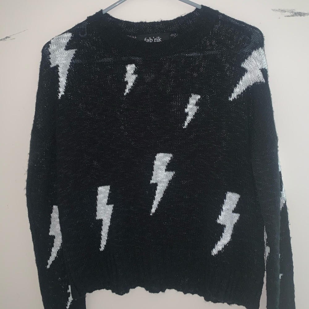 crew neck lightning bolt sweater